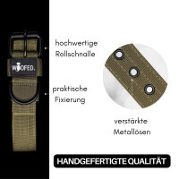 Nylon Classic Halsband Military Olive - L 48-54cm | 5cm / Schwarz