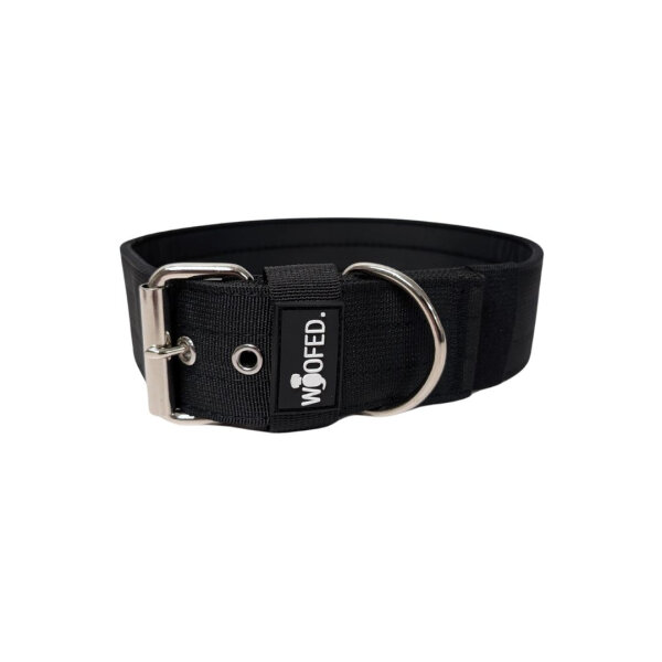 Nylon Classic Halsband Deep Black - L 50-56cm | 5cm / Schwarz