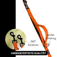 Nylon Classic Führleine Safety Orange - 2,5m 3-fach verstellbar / Schwarz