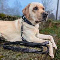 Nylon Classic Führleine Black Camo - 2,5m 3-fach verstellbar mit Kurzführgriff / Silber