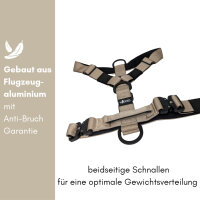 Y-Hundegeschirr 4fach-verstellbar mit Griff und Sicherheitsschnallen Desert Tan - ultraleicht - S