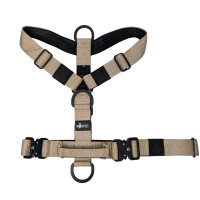 Y-Hundegeschirr 4fach-verstellbar mit Griff und Sicherheitsschnallen Desert Tan - ultraleicht - M