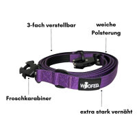 Nylon Tactical Führleine Velvet Purple - Leine 2.5m 3-fach verstellbar mit Kurzführgriff