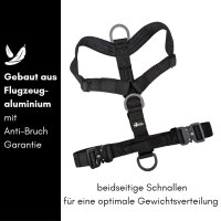 Y-Hundegeschirr 4fach-verstellbar mit Griff und Sicherheitsschnallen Deep Black - ultraleicht - XS