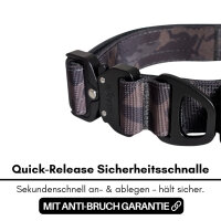 taktisches Nylon Halsband Black Camo - ultraleicht - S 33-42cm | 2,5cm