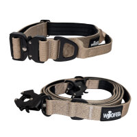 Nylon Halsband-Leine-Set Desert Tan ultraleicht - S...