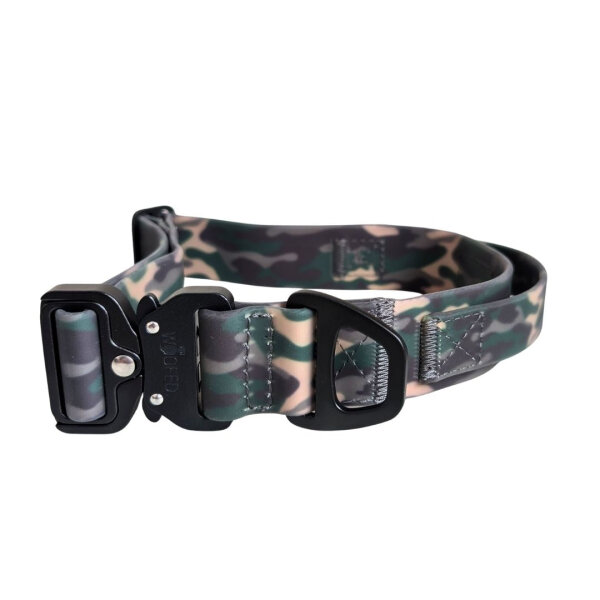 Halsband WOOFLEX® Tactical verstellbar mit Griff Woodland Camo - M 41-50cm | 3.8cm