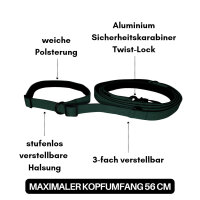 Nylon Retrieverleine verstellbar Dark Green