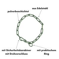 Woofchain Kettenhalsband aus Edelstahl Olive - 62cm