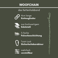 Woofchain Kettenhalsband aus Edelstahl Olive - 62cm
