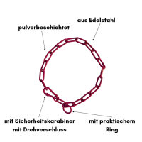 Woofchain Kettenhalsband aus Edelstahl Bordeaux - 54cm