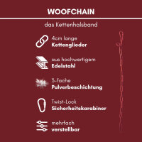 Woofchain Kettenhalsband aus Edelstahl Bordeaux - 54cm