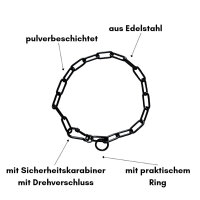 Woofchain Kettenhalsband aus Edelstahl Black - 42 cm