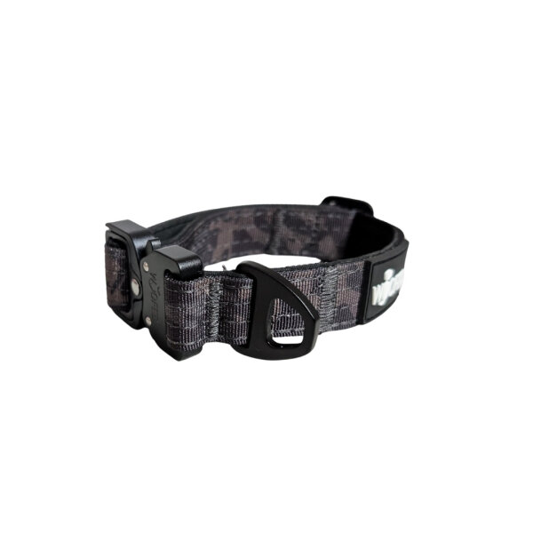 Nylon Tactical Halsband für kleine Hunde Black Camo - XS 25-32cm | 2,5cm mit Griff