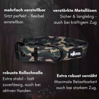 Halsband WOOFLEX® Classic verstellbar Woodland Camo - M 37-47cm 2,5cm