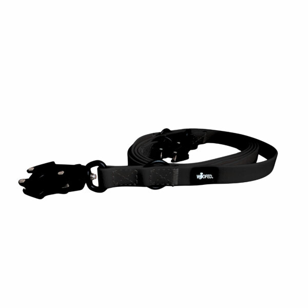 Führleine WOOFLEX® Tactical verstellbar Phantom Black - 2.5m 3-fach verstellbar mit Froschkarabiner & Kurzführgriff