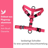 Y-Hundegeschirr 4fach-verstellbar mit Griff und Sicherheitsschnallen Pink Bloom - ultraleicht - M