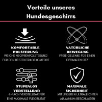 Y-Hundegeschirr 4fach-verstellbar mit Griff und Sicherheitsschnallen Pink Bloom - ultraleicht - M