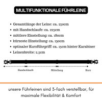 Nylon Tactical Führleine Signal Camo - Leine 2.5m 3-fach verstellbar mit Kurzführgriff