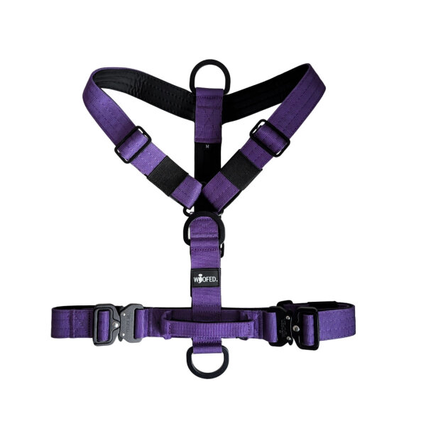 Y-Hundegeschirr 4fach-verstellbar mit Griff und Sicherheitsschnallen Velvet Purple - ultraleicht - L