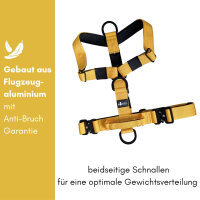 Y-Hundegeschirr 4fach-verstellbar mit Griff und Sicherheitsschnallen Sunset Yellow - ultraleicht - M