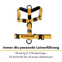 Y-Hundegeschirr 4fach-verstellbar mit Griff und Sicherheitsschnallen Sunset Yellow - ultraleicht - XL