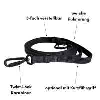 Nylon Pro Führleine Black Camo - Leine 2.5m 3-fach...