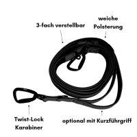 Nylon Pro Führleine Deep Black - Leine 2.5m 3-fach verstellbar