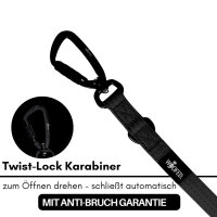 Nylon Pro Führleine Deep Black - Leine 2.5m 3-fach verstellbar mit Kurzführgriff