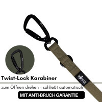 Nylon Pro Führleine Military Olive - Leine 2.5m 3-fach verstellbar mit Kurzführgriff