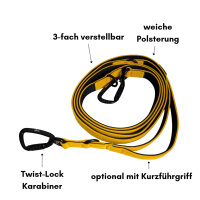 Nylon Pro Führleine Sunset Yellow - Leine 2.5m 3-fach verstellbar mit Kurzführgriff