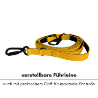 Nylon Pro Führleine Sunset Yellow - Leine 2.5m 3-fach verstellbar mit Kurzführgriff