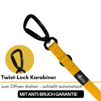 Nylon Pro Führleine Sunset Yellow - Leine 2.5m 3-fach verstellbar mit Kurzführgriff