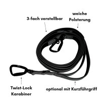 Nylon Pro Führleine Anthracite - Leine 2.5m 3-fach verstellbar mit Kurzführgriff