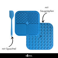 Schleckmatte mit Spachtel Quadrat - Blau