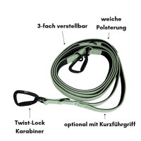 Nylon Pro Führleine Sage Green - Leine 2.5m 3-fach verstellbar