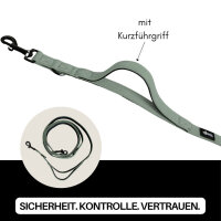 Nylon Classic Führleine Sage Green - 2,5m 3-fach verstellbar mit Kurzführgriff
