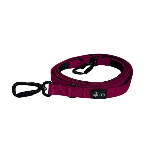 Nylon Pro Führleine Bordeaux - Leine 2.5m 3-fach verstellbar mit Kurzführgriff