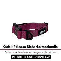 Nylon Tactical Halsband für kleine Hunde Bordeaux - XS 25-32cm | 2,5cm - ohne Griff