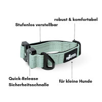 taktisches Nylon Halsband für kleine Hunde Sage Green - XS 25-32cm | 2,5cm - mit Griff