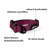 Nylon Tactical Halsband für kleine Hunde Bordeaux - XS 25-32cm | 2,5cm - mit Griff
