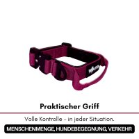 Nylon Tactical Halsband für kleine Hunde Bordeaux - XS 25-32cm | 2,5cm - mit Griff