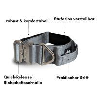 Nylon Tactical Halsband Silver Grey