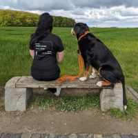 T-Shirt Abstand halten, Hund im Training