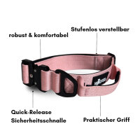 Nylon Tactical Halsband mit Griff Dusty Rose - ultraleicht