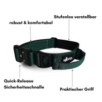 Nylon Tactical Halsband mit Griff Dark Green - ultraleicht