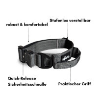 Nylon Tactical Halsband mit Griff Anthracite - ultraleicht