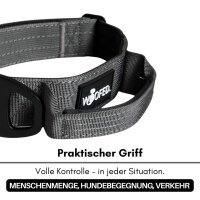 Nylon Tactical Halsband mit Griff Anthracite - ultraleicht