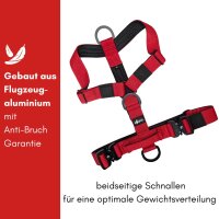 Y-Hundegeschirr 4fach-verstellbar mit Griff und Sicherheitsschnallen Rosso Red - ultraleicht
