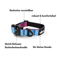 Nylon Tactical Halsband für kleine Hunde Pink Blue Sky